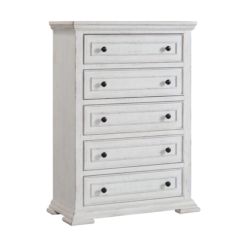 Heather – 5-Drawer Chest – Rustic White