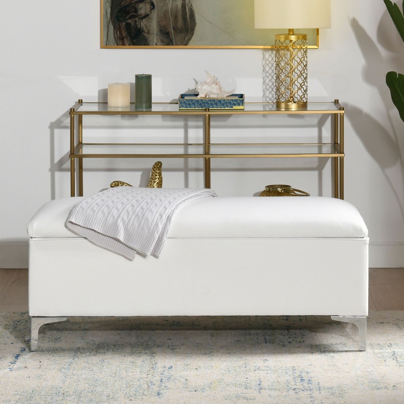 Madelyn – Modern Storage Bench – Bright White Dye