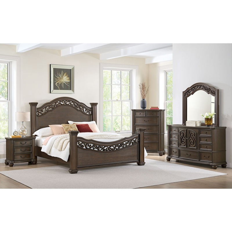 Brunswick – Panel Bedroom Set|Dark Brown|3 Pc. Bed, Chest, Nightstand|5 Pc. Bed, Dresser, Mirror, Chest, Nightstand|King|Queen