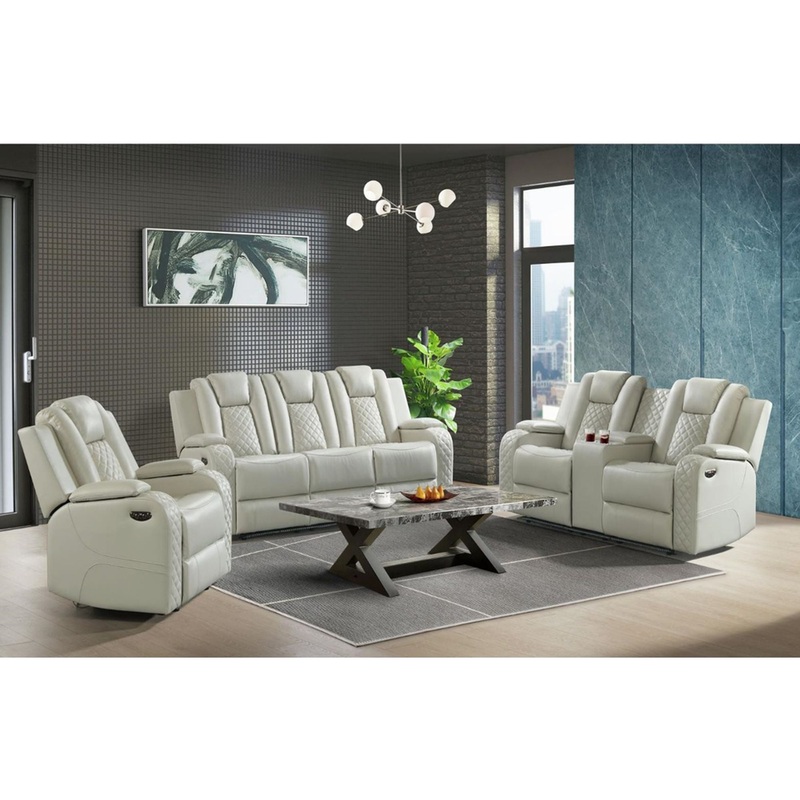 Carlo – Living Room Set|Black|White|3 Pc. Sofa, Loveseat, Recliner|2 Pc. Sofa, Loveseat