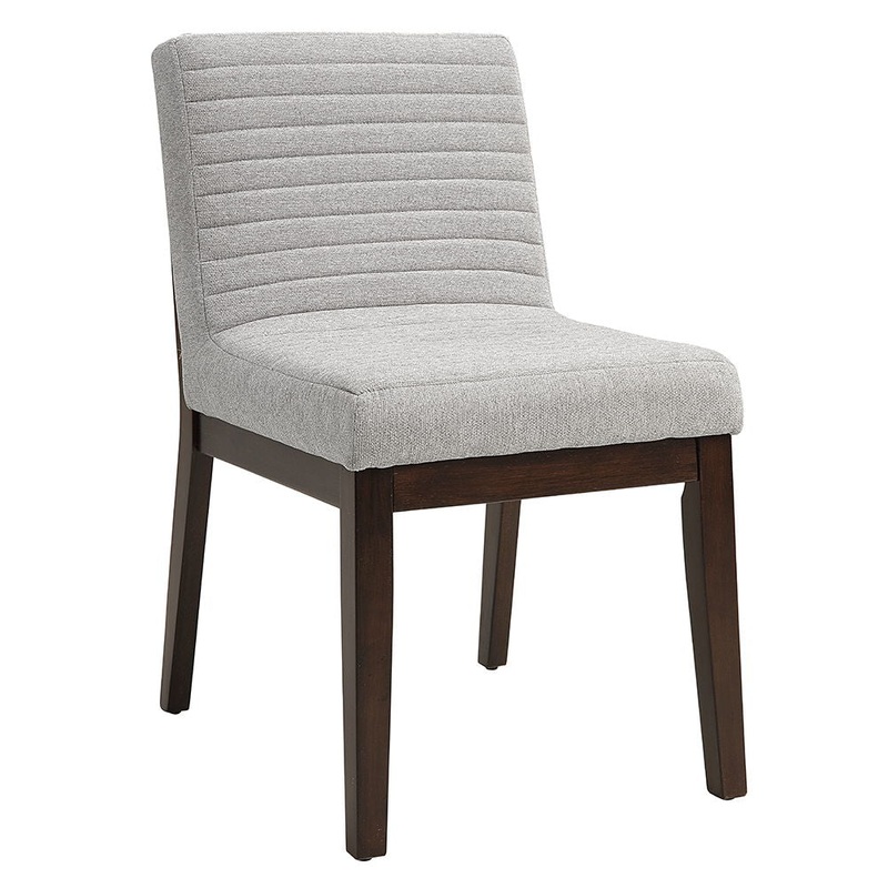 Edwyn – Side Chair (Set of 2) – Gray Fabric & Brown