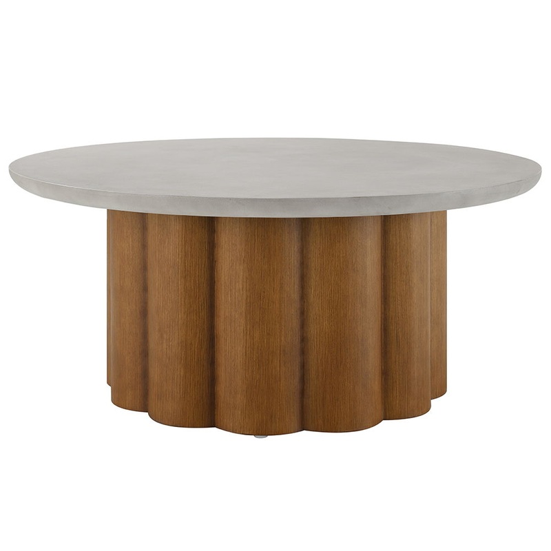 Evelyn – Coffee Table – Faux Concrete Top & Walnut