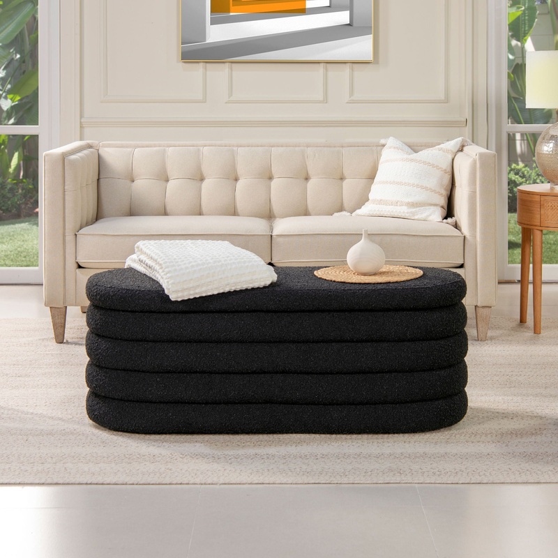 Fuji – Upholstered Oval Storage Bench