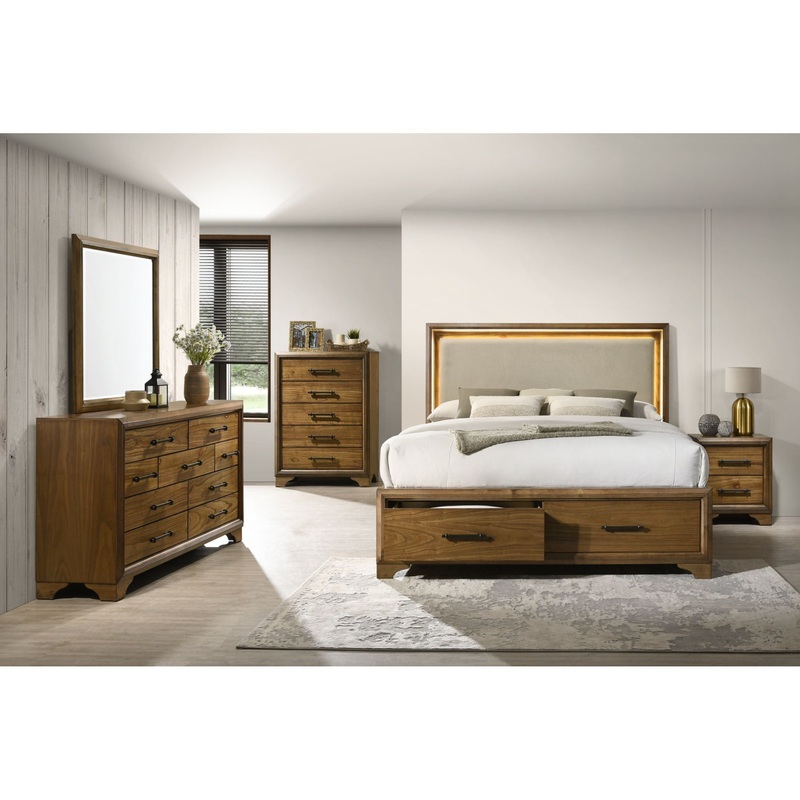 Harmony – Upholstered Storage Bedroom Set With LED