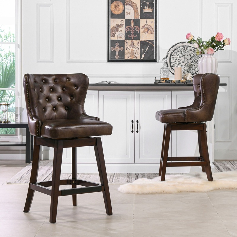 Holmes – Tufted High Back 360 Swivel Counter Height Barstool