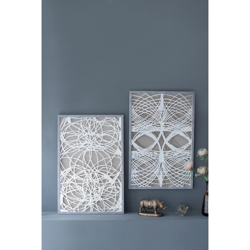 Leaf Shadow Box Wall Decor (Set of 2) – White / Gray
