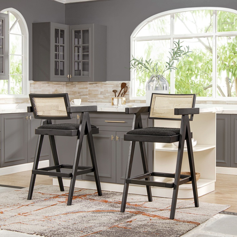 Milan – Modern Webbing Back Stool With Arms (Set of 3)