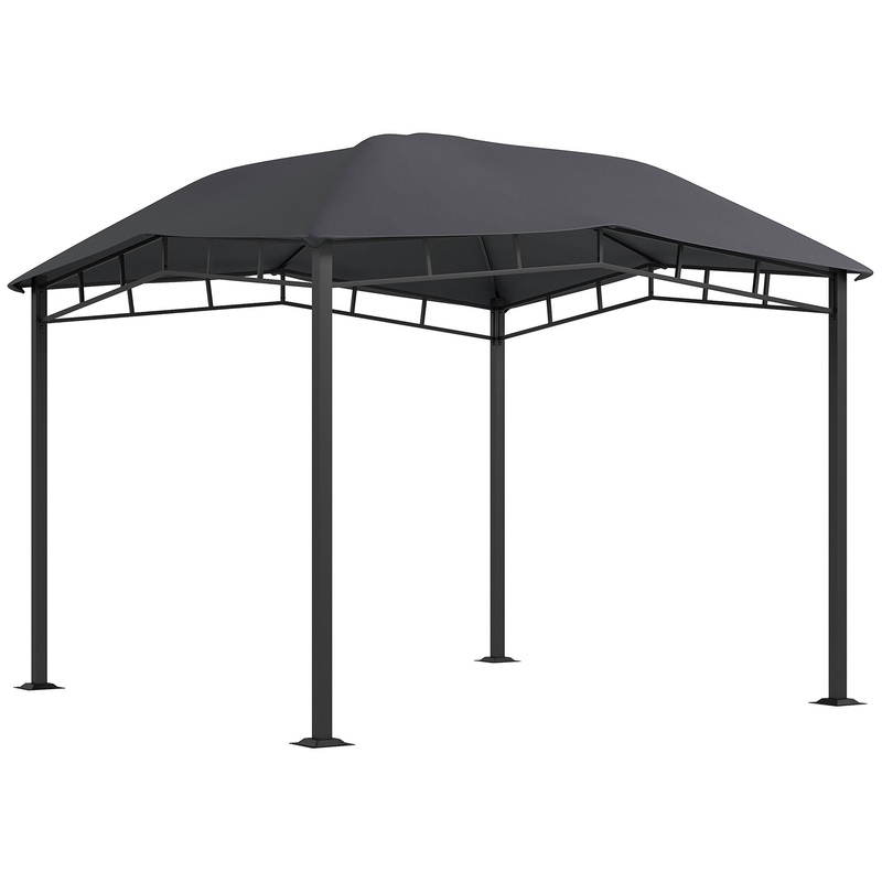 Outsunny – 10′ x 10′ Soft Top Patio Gazebo Outdoor Canopy With Unique Geometric Design Roof, All-Weather Steel Frame – Gray