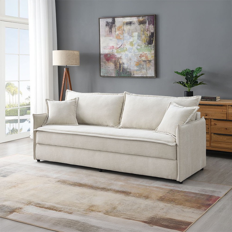 Elisea – Sofa With Sleeper – Beige Fabirc