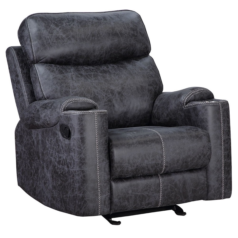 Hirah – Motion Glider Recliner – Dark Gray Polish Microfiber