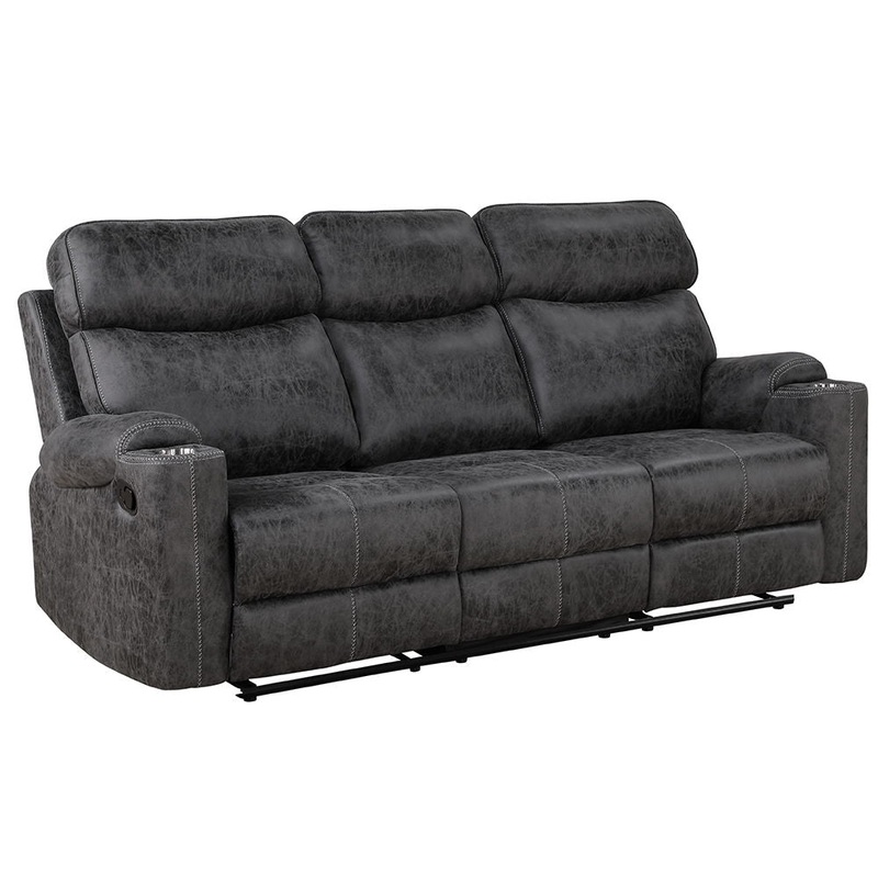 Hirah – Motion Sofa – Dark Gray Polish Microfiber