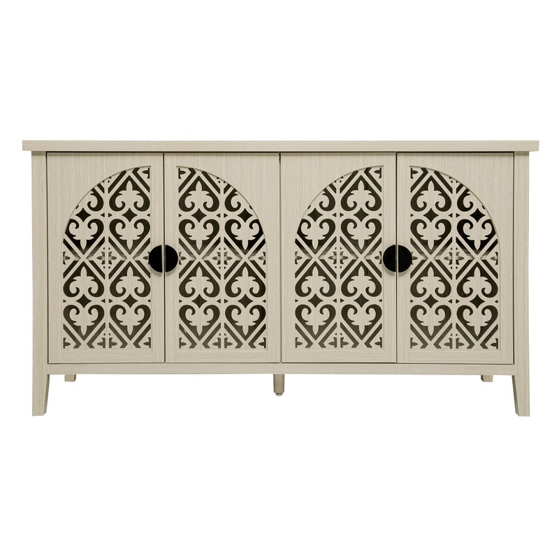 Hollowed Out Cabinet With 4 Doors, Suitable For Bedroom – Natural