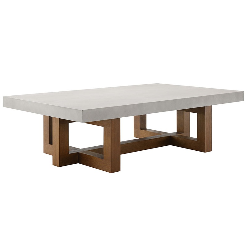 Keven – Coffee Table – Faux Concrete Top & Walnut