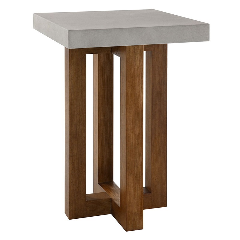 Keven – End Table – Faux Concrete Top & Walnut