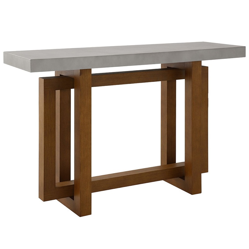 Keven – Sofa Table – Faux Concrete Top & Walnut