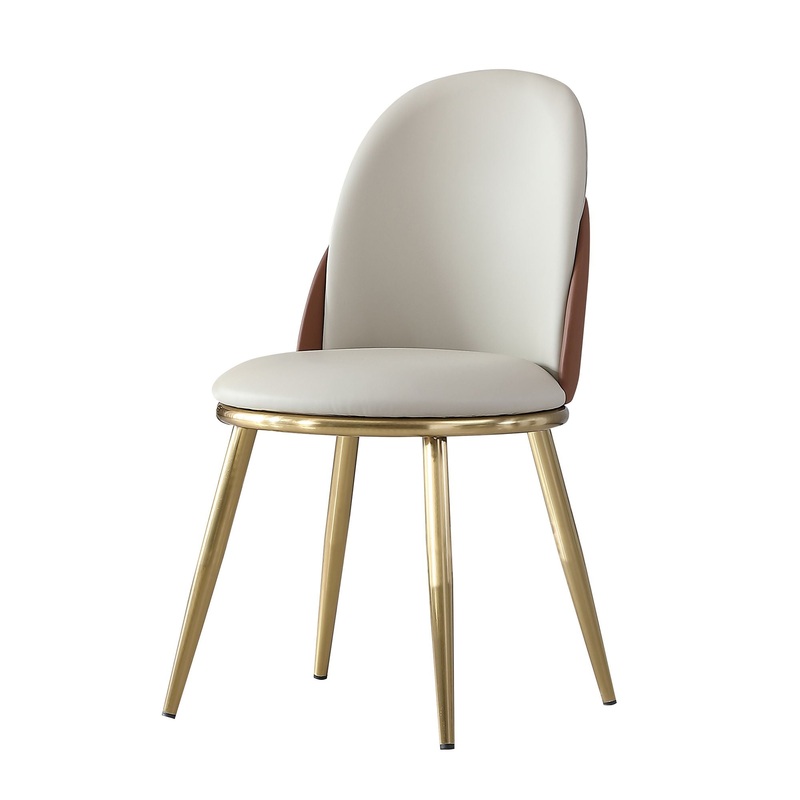 Modern Dining Chairs (Set of 2) With Gold Metal Legs – Beige