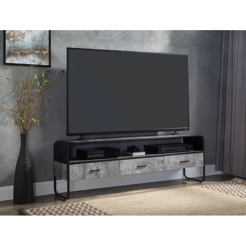 Raziela – TV Stand & Storage|Black|14″W x 60″D x 20″H|14″W x 39″D x 22″H