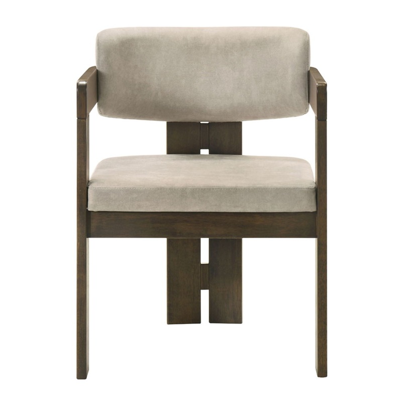 Destin – Side Chair – Light Gray Fabric & Walnut