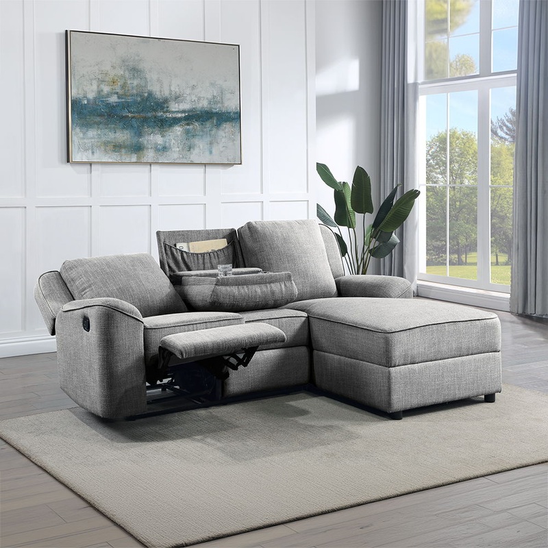 Destiny – Motion Sectional Sofa – Gray Linen