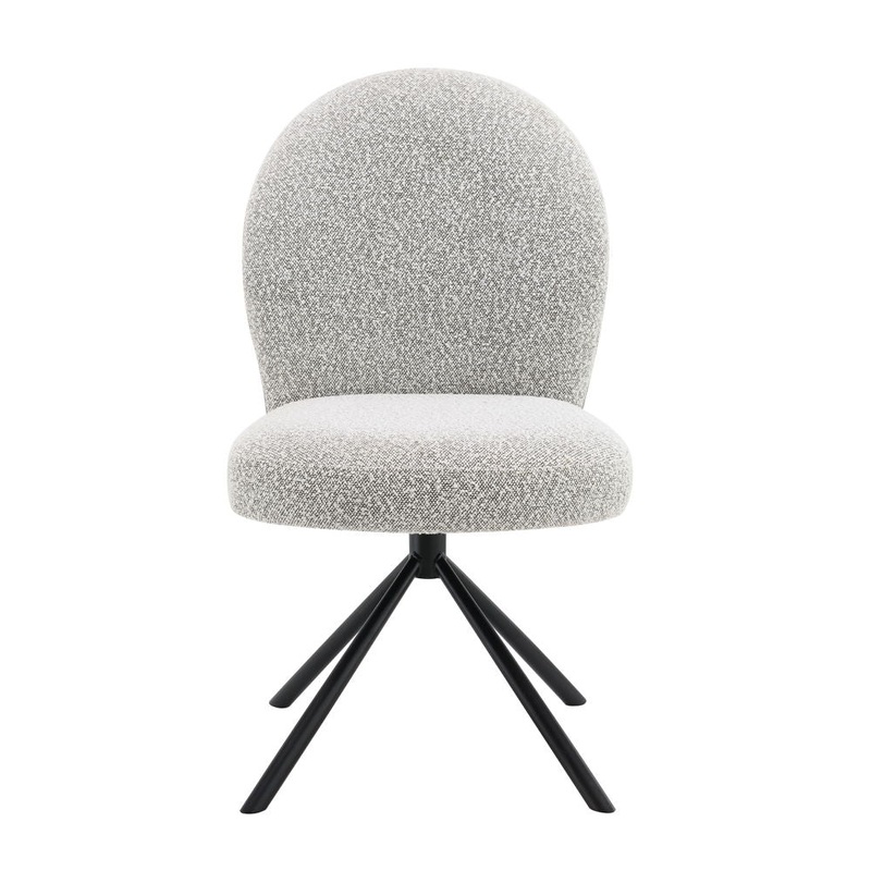 Lawton – Side Chair With Swivel (Set of 2) – Gray Boucle & Black
