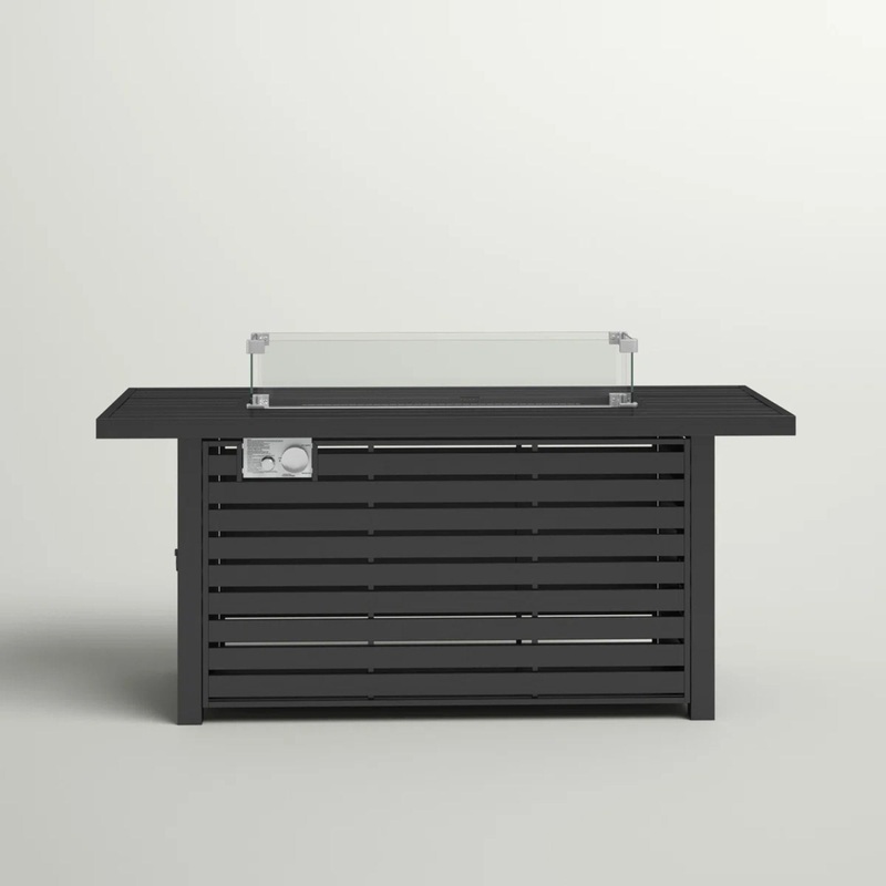 Propane Fire Pit Table With Cover – Black