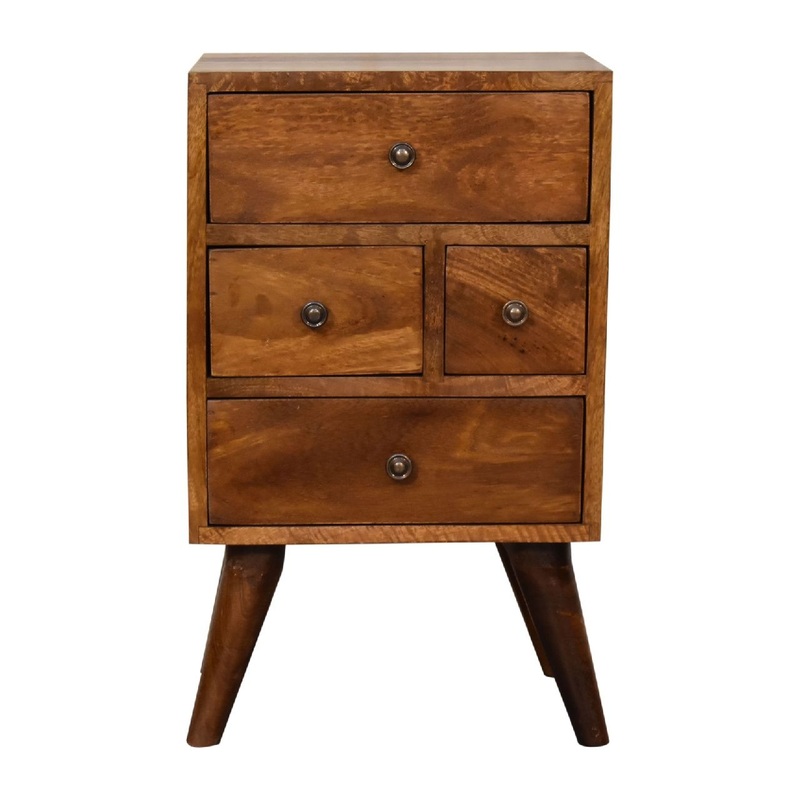 4 Drawer Multi Bedside Table – Chestnut