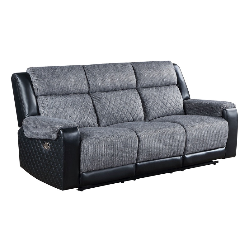 Alicia – Reclining Sofa – Gray / Black