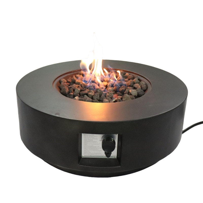 Fiber Reinforced Propane Gas Outdoor Fire Pit Table With Lid – Charcoal