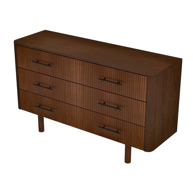 Logan – Mid-Century Modern Dresser With 6 Drawers – Brown