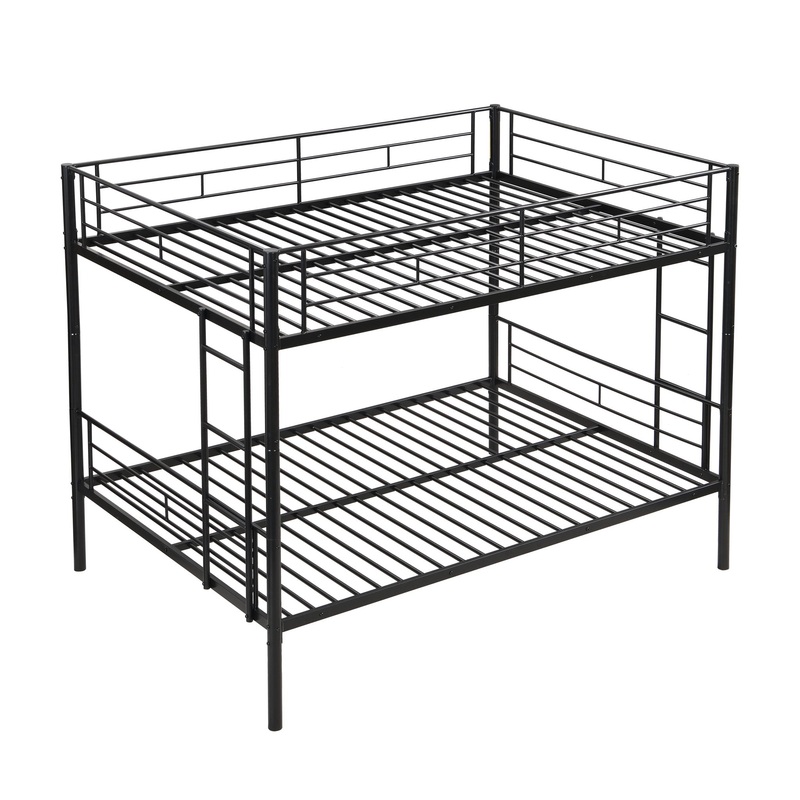 Modern Metal Bunk Bed, Full Over Full, No Box Spring Needed – Black