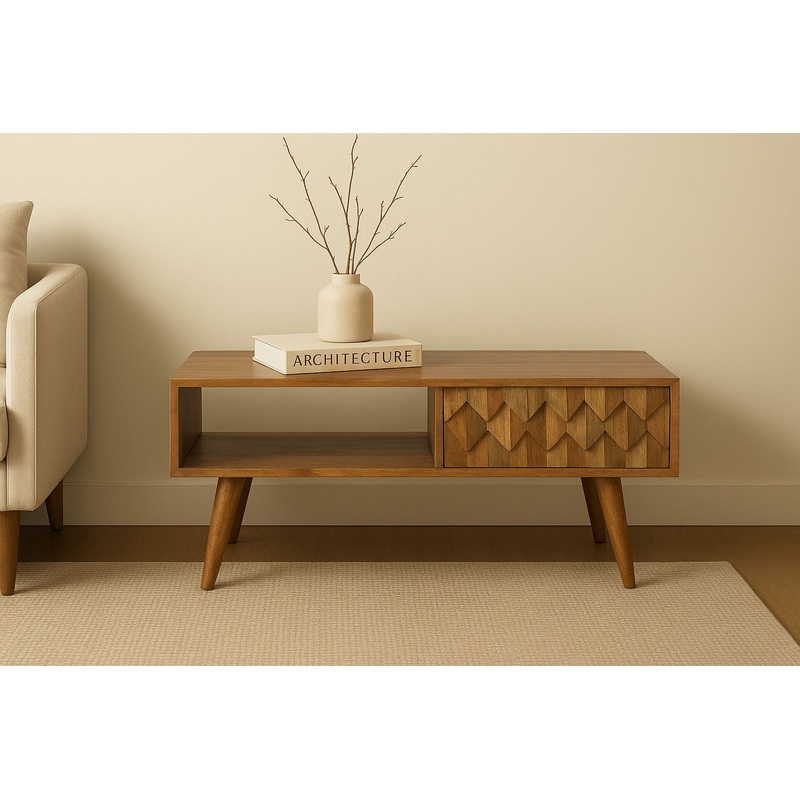 Pineapple Carve Sliding Media Unit – Oak