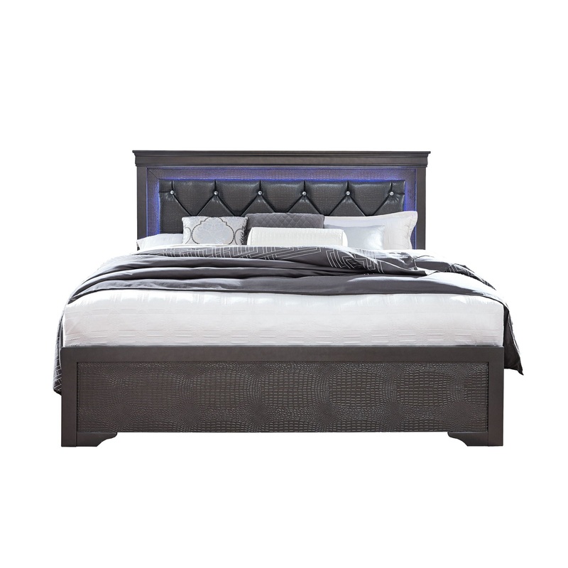 Pompei – Full Bed With LED – Gray