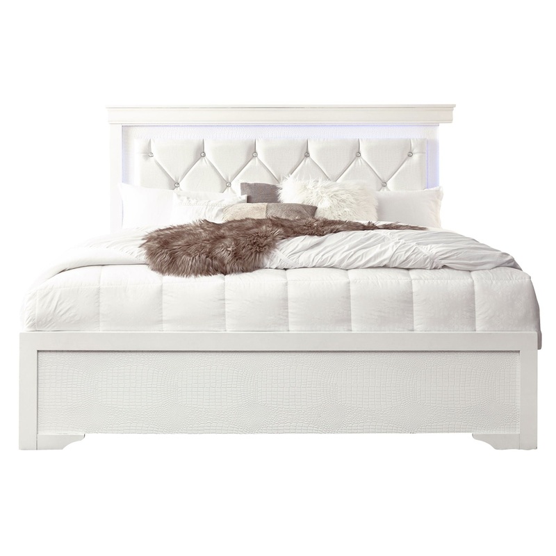 Pompei – Queen Bed With LED – White