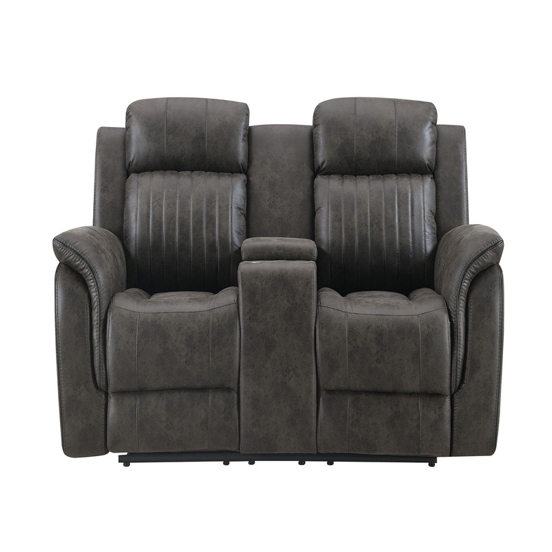 Steban – Console Reclining Loveseat – Gray
