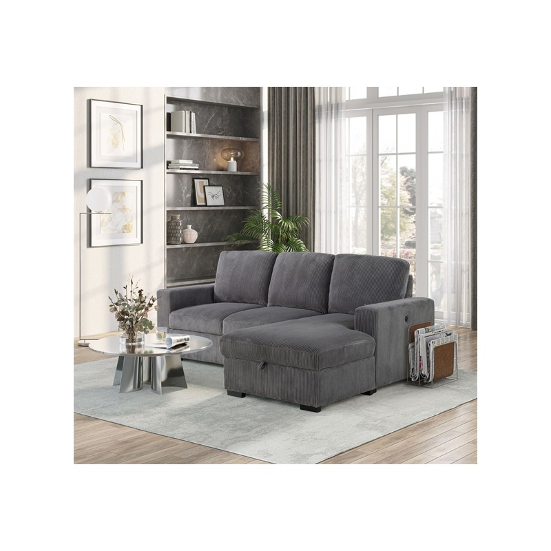 U2660 – L Shape Sectional Without Pull Out Sofa Bed – Gray
