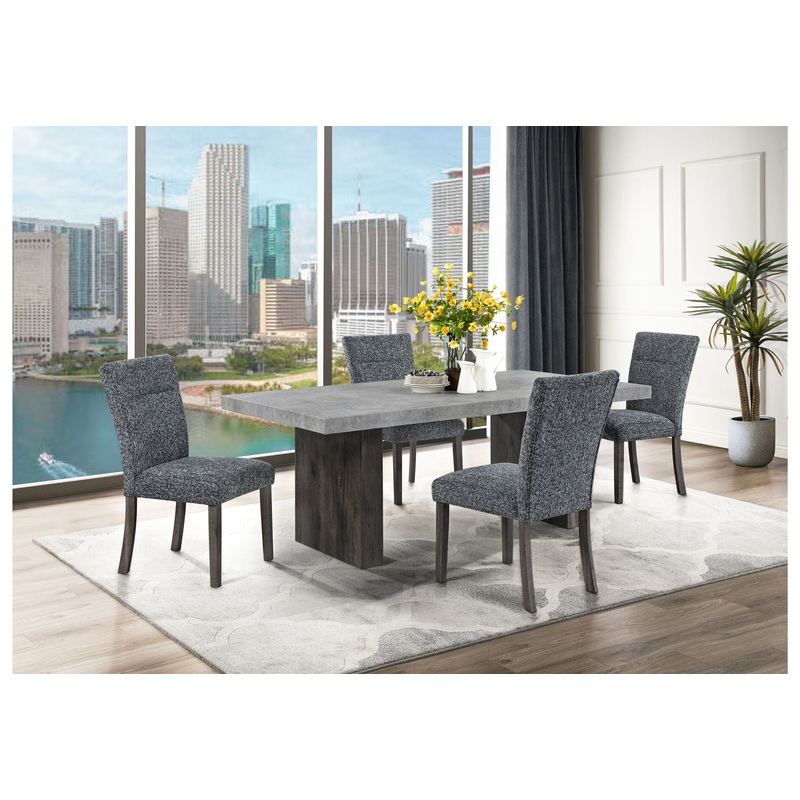 5 Piece Dining Room Set (Dining Table And 4 Dining Chairs) – Gray / Dark Brown