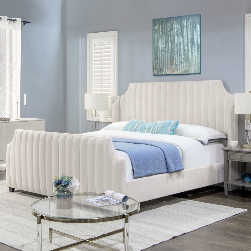 Addison – King Tufted Panel Bed Frame – Cloud White