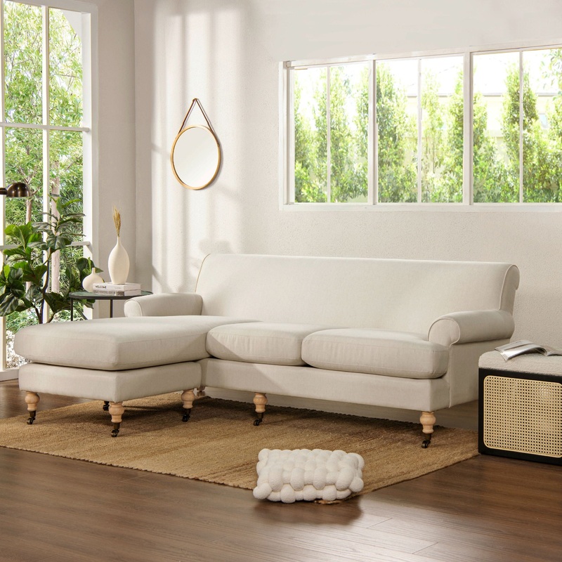 Alana – L-Shape Reversible Sectional Sofa – Light Beige