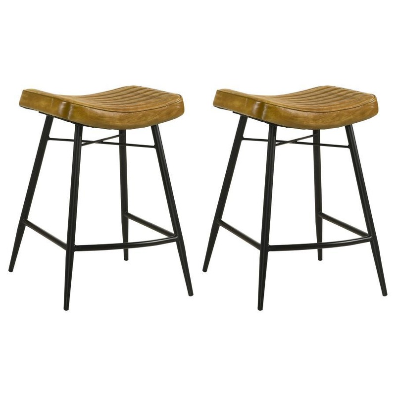 Bayu – Leather Upholstered Counter Stool (Set of 2)