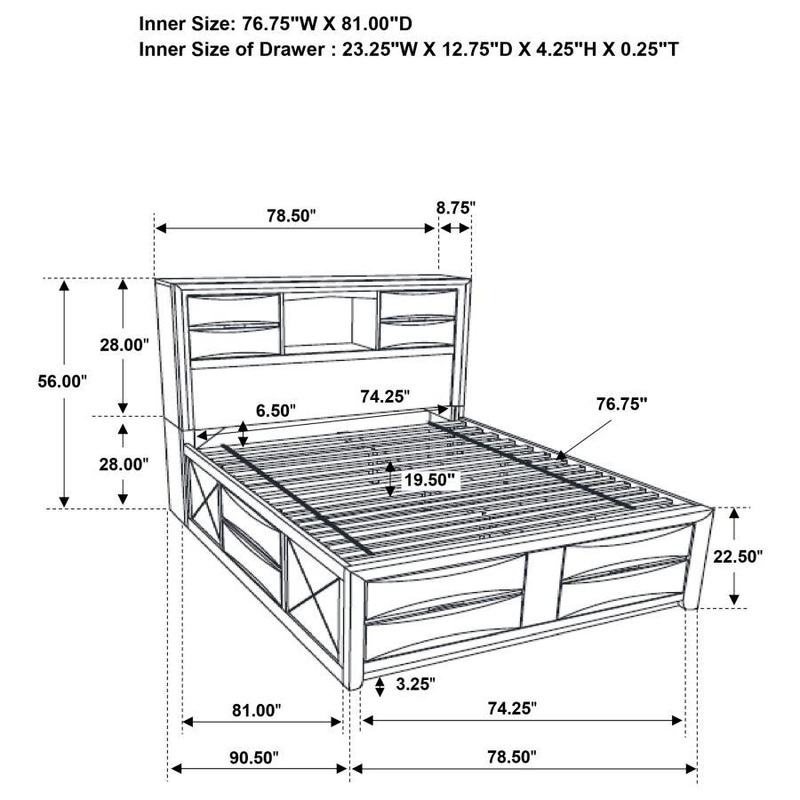 Briana – Wood Storage Bookcase Bed