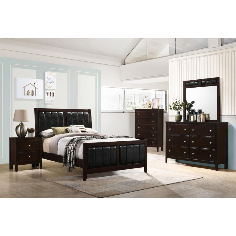 Carlton – Bedroom Set|Black|4 Pc. Bed, Dresser, Mirror, Nightstand|5 Pc. Bed, Dresser, Mirror, Chest, Nightstand|Full|King|California King|Queen|Twin