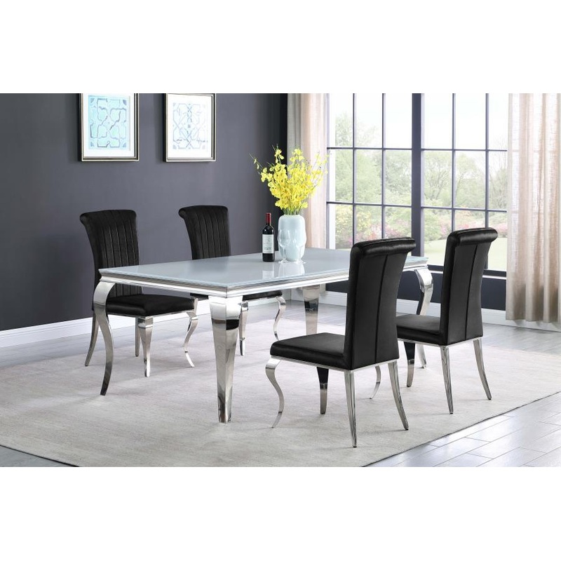 Carone – Rectangle Dining Set|White|Gray|Light Blue|Blue|5 Pc. Table, 4 Chairs