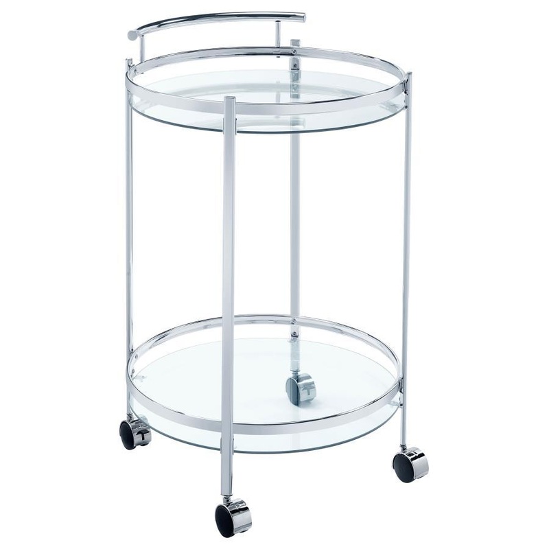 Chrissy – Round Glass Shelf Metal Bar Cart