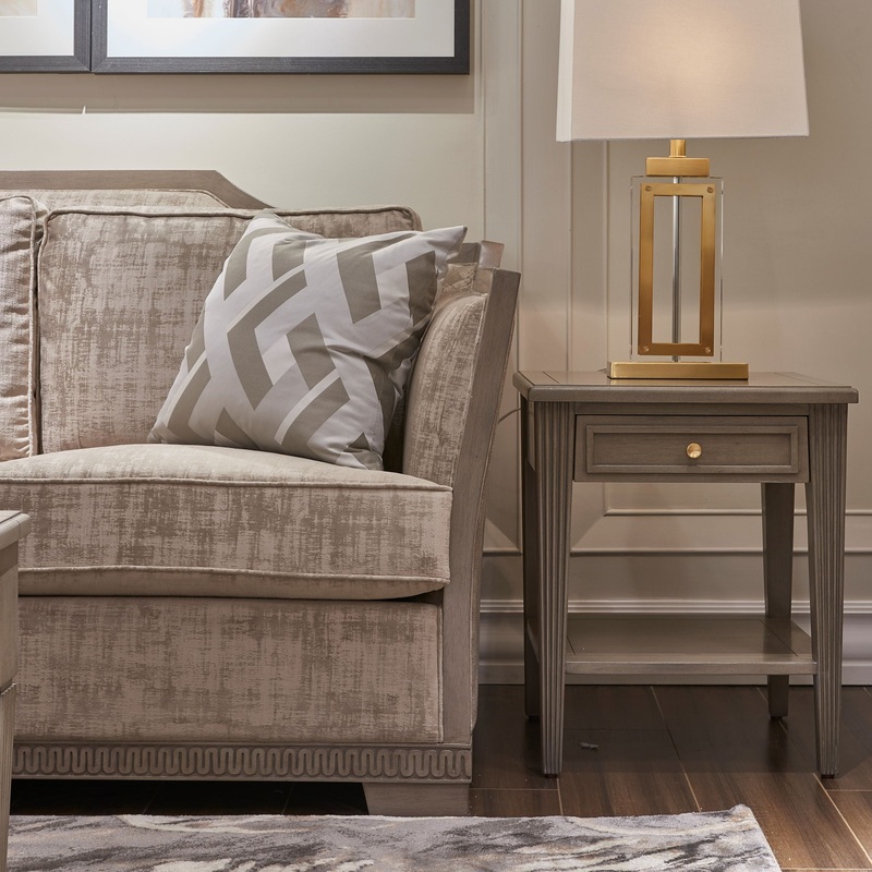 Dauphin – Storage Shelf Side Table – Gray Cashmere