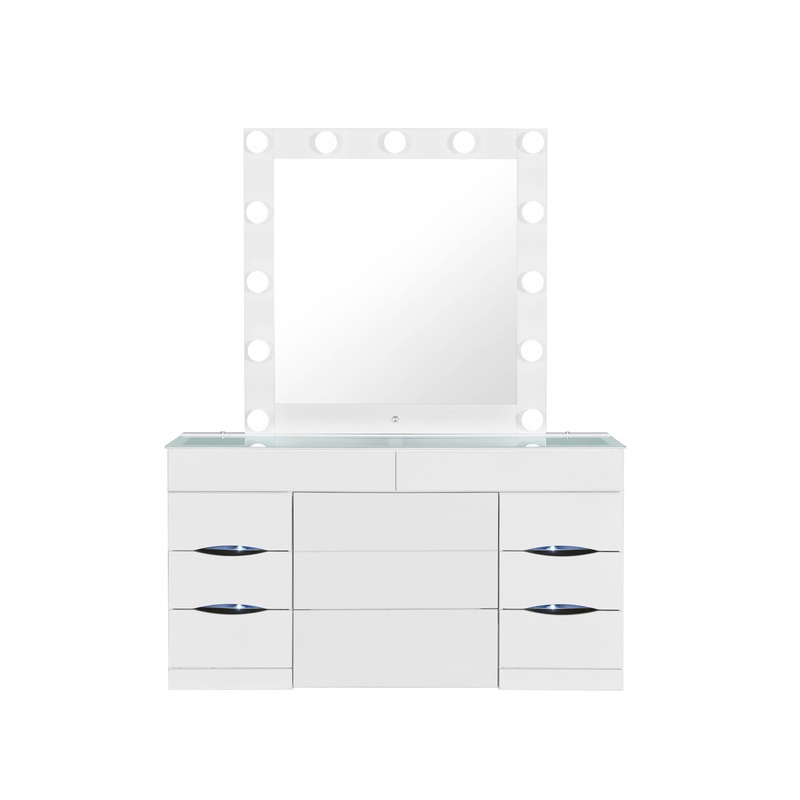 Ella – Vanity Set With Storage Stool – White