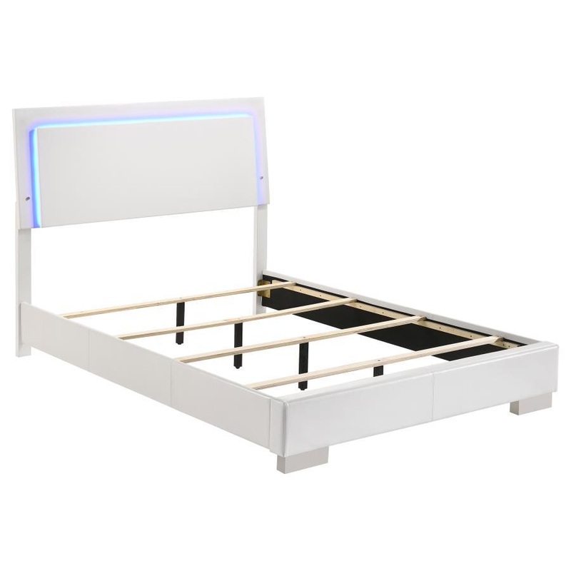 Felicity – Wood LED Panel Bed|White|Full|King|California King|Queen|Twin