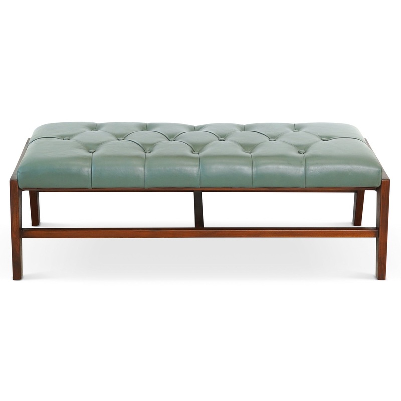 Hera – Bench With Buttons – Antique Green / Light Sage Green