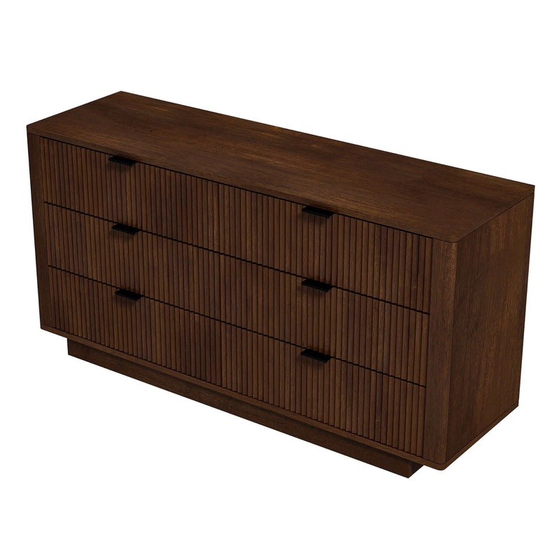 Lola – Mid-Century Modern Dresser With 6 Drawers – Dark Brown