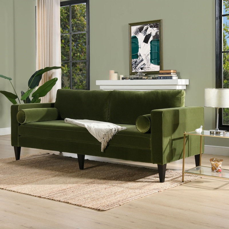 Nicholi – Mid-Century Modern Sofa – Olive Green