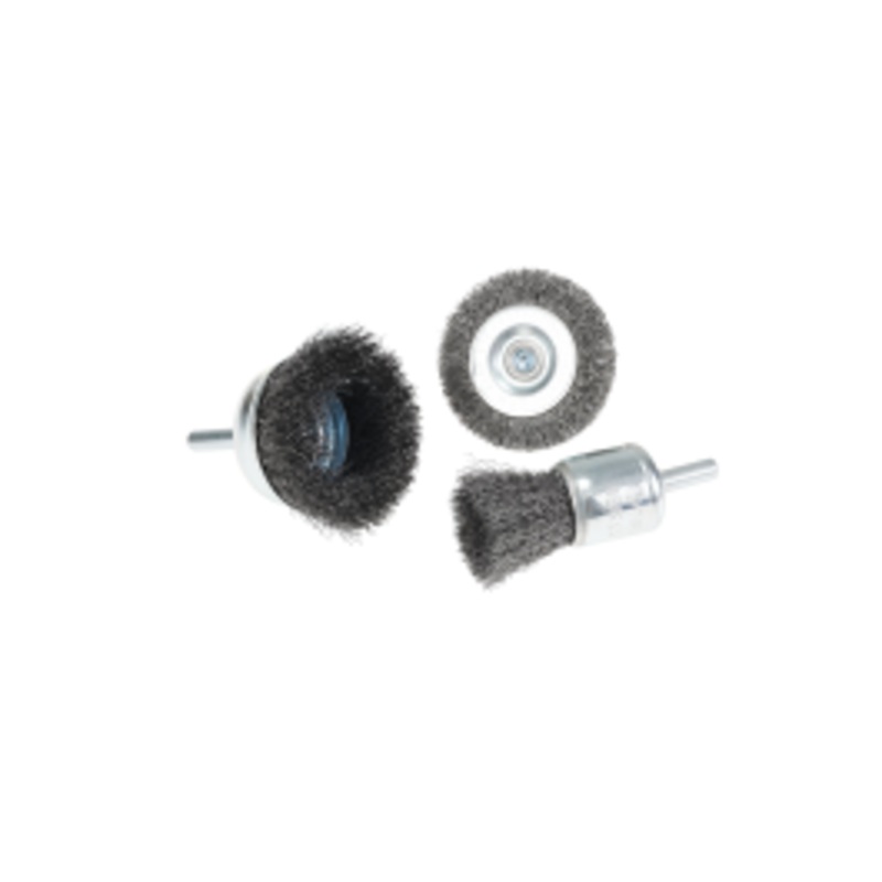 SET OF DRILL BRUSHES FOR DUSTING MEDIUM CRIMPED STEEL WIRE ENDS 28 MM R